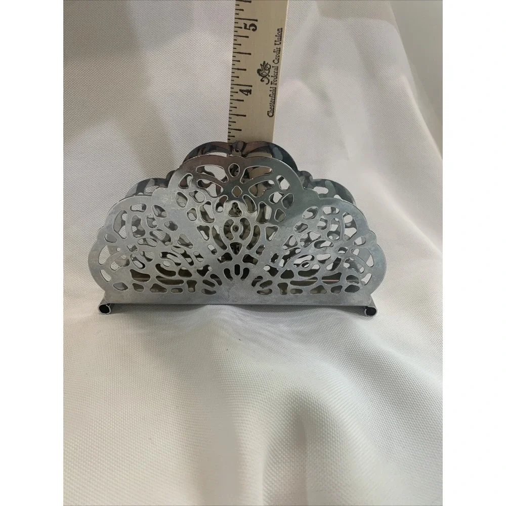 Vintage Irvin Ware USA Retro Silver Chrome Filigree Napkin‎ Letter  Holder